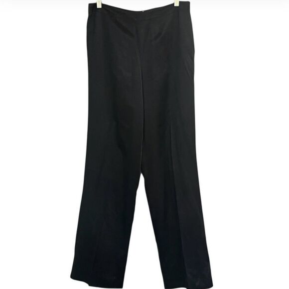 Talbots 100% Silk Black Lined Straight Wide Leg Pants Trousers Sz10 32” Inseam - Picture 1 of 4